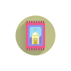 mat for prayer colorful flat icon with long shadow. Arabic Carpet islam flat icon