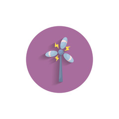 Windmill colorful flat icon with long shadow. fruit flat icon. alternative energy flat icon
