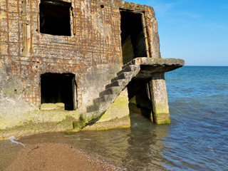 The sea destroys sea coastal fortifications