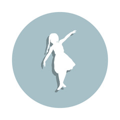 Silhouette of girl balance in rope on white backgroundbadge icon. Simple glyph, flat vector of children icons for ui and ux, website or mobile application