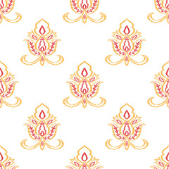 Red Ornament Islamic Vector Seamless Pattern. 