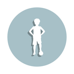 Silhouette of boy football player badge icon. Simple glyph, flat vector of children icons for ui and ux, website or mobile application