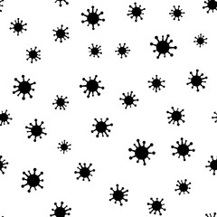 Coronavirus black seamless pattern on white