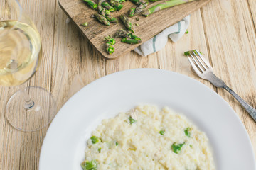 Risotto with Asparagus, Wine, Italian Cuisine