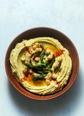 hummus with green asparagus. spring alternative recipe