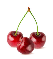 Fresh cherry isolated on white background with clipping path