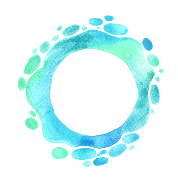 abstract ocean wave watercolor hand painting frame background for decoration on summer holiday.