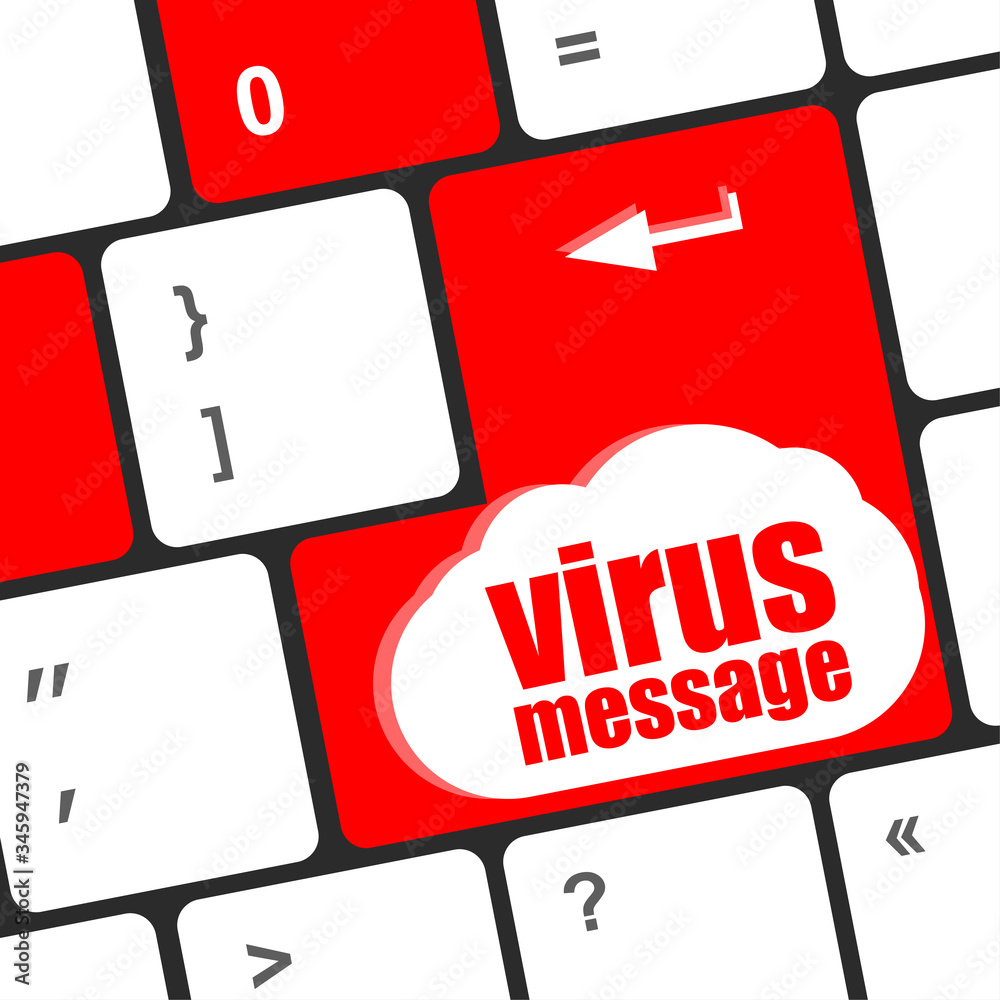 Poster computer keyboard with virus message key