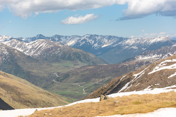 Beautiful landscape on the road that leads to the Siscaro Lakes in Andorra.