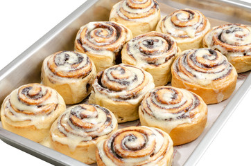 cinnamon rolls on your tray just out of the oven