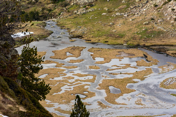 Landscape of the Siquero river in Canillo, Andorra. 
