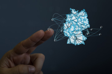 map of Germany. Wire frame 3D mesh