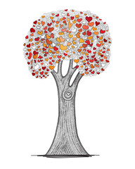 Vector illustration of tree of love . Romantic concept. - 345949387