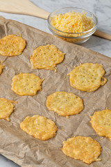Baked Dutch Gouda cheese cookies close up