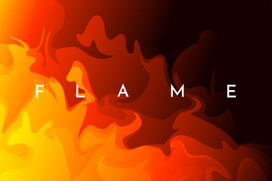 Vector illustration. Flame background. Cartoon concept. Minimalist gradient color background. Hand drawing fire wallpaper. Design for website or game template, poster, banner. Modern art graphic
