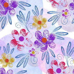 Floral seamless pattern. Hand drawn background. - 345949799