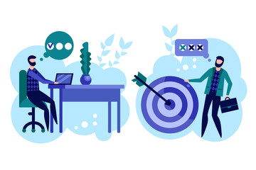 Effective business meeting. Time management concept with businessmen. Statement of problem and successful execution. Work planning, optimization time and targeting. Office worker meeting and planning