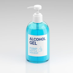 Alcohol gel bottle on white background. 3d rendering illustrations.