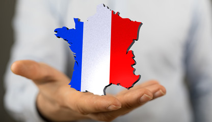 3d Digital France map country modern.