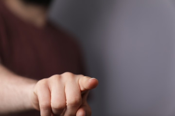 A man pressing button. Innovation technology internet business concept. Space for text.