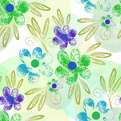 Floral seamless pattern. Hand drawn background. - 345951374