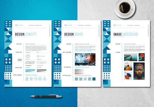 Moodboard Layout with Blue Accents