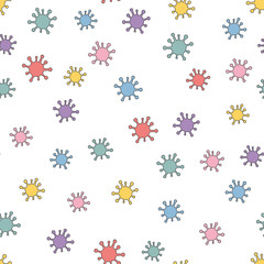 Colorful cute coronavirus seamless pattern