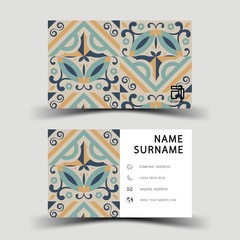 Business card design. With abstract pattern.Vector element vintage style. 