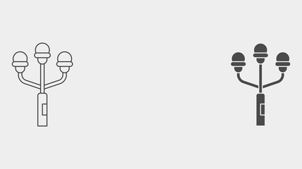 Street light outline and filled vector icon sign symbol