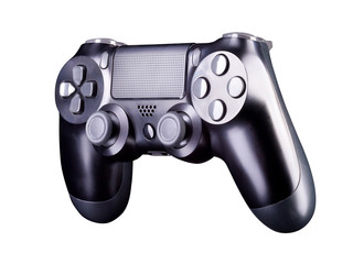 Black video game joystick gamepad isolated on a white background