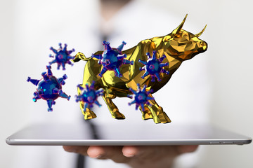 Financial stock graph has down from virus corona outbreak..