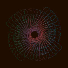 Spirograph abstract element on a black background. Vector illustration