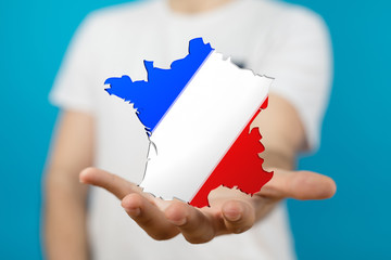3d Digital France map country  illustration