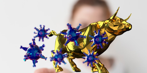 Financial stock graph has down from virus corona outbreak..