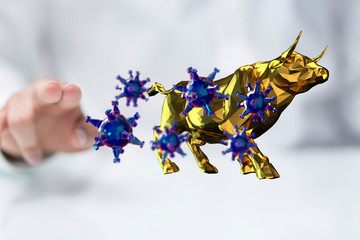 Financial stock graph has down from virus corona outbreak..