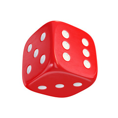 Red dice on a white background, 3D render