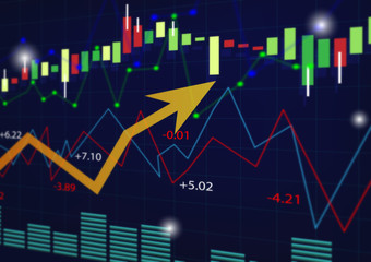 abstract finance or Investing and stock market or Economy trends background for business idea and all art work design. Stock market or forex trading graph concept