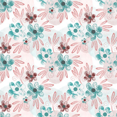 Floral seamless pattern. Hand drawn background. - 345956373