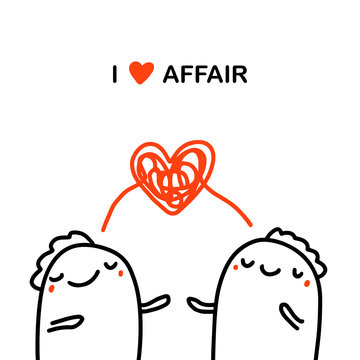 I love affair hand drawn vector illustration in cartoon comic style people dreaming abouth meeting