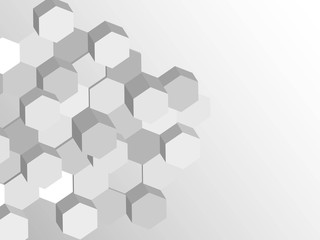 Hexagonal abstract vector background white and gray tone