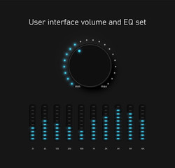 Very high-detailed volume and EQ UI interface for websites and mobile apps, vector illustration