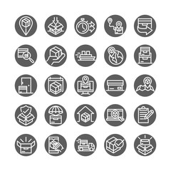 delivery cargo service logistic shipping commerce icons set block style