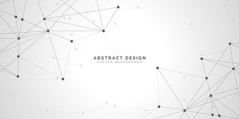 Abstract polygonal background with connecting dots and lines.Molecular structure with particles.  Vector technology background.Global network connection. Печать