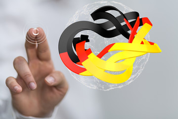 Abstract of germany map network, internet and global connection concept, Wire Frame 3D
