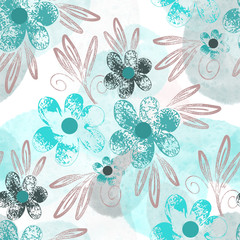 Floral seamless pattern. Hand drawn background. - 345958321