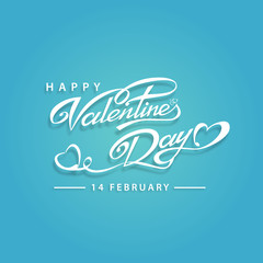 3d valentine text on blue background. vector illustration