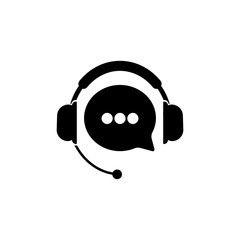 Tech support, call center or gear with headphones icon on an isolated white background. EPS 10 vector