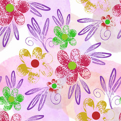 Floral seamless pattern. Hand drawn background. - 345959189