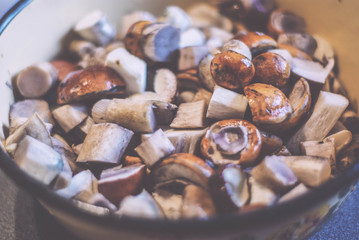 chopped mushrooms in a bowl