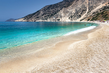 Closeup view of Myrtos Beach in Kefalonia , Greece